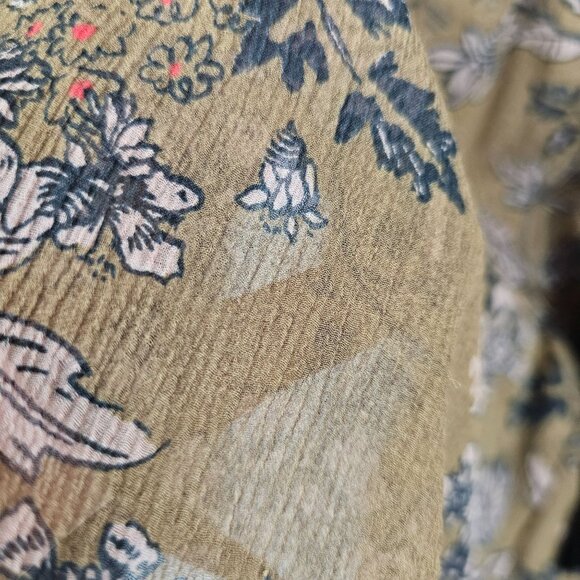 Free People XS Brown Neutral Tone Floral Boho Prairie Cottage Fall Harvest Top - Picture 15 of 16